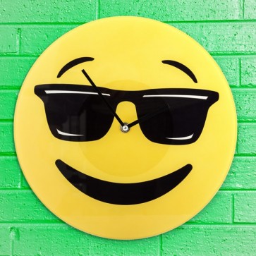 Cool Emoticon Wandklok, Wandklok, Emoticon, Cool, Smiley,