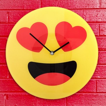 Hartjes Emoticon Wandklok, Wandklok, Emoticon, Hartjes, Smiley,