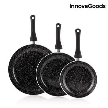 Innovagoods Kitchen Cookware 3-delige Pannenset met Coating met Steeneffect 