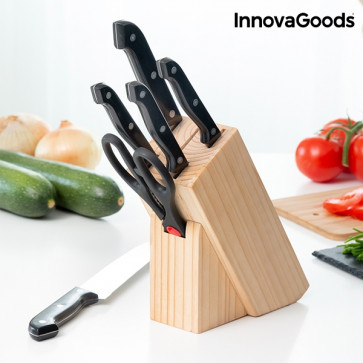 De InnovaGoods Messenset met houten Messenhouder