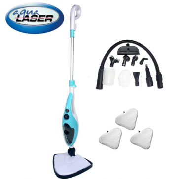 Aqua Laser Brilliant 2-in-1 - Stoomreiniger Blauw met microvezeldoekenset