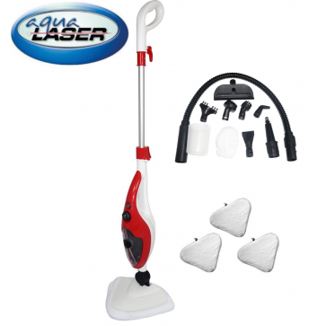 Aqua Laser Brilliant 2-in-1 - Stoomreiniger Rood met microvezeldoekenset