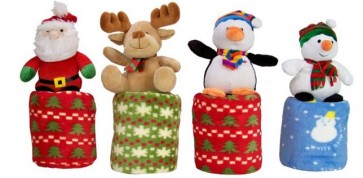 Pluche Kerstfiguur, kerstman, eland, pinguin, sneeuwpop